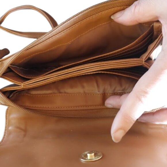 Light Brown Faux Leather / Leatherette Purse Shoulder Bag - Picture 5 of 5